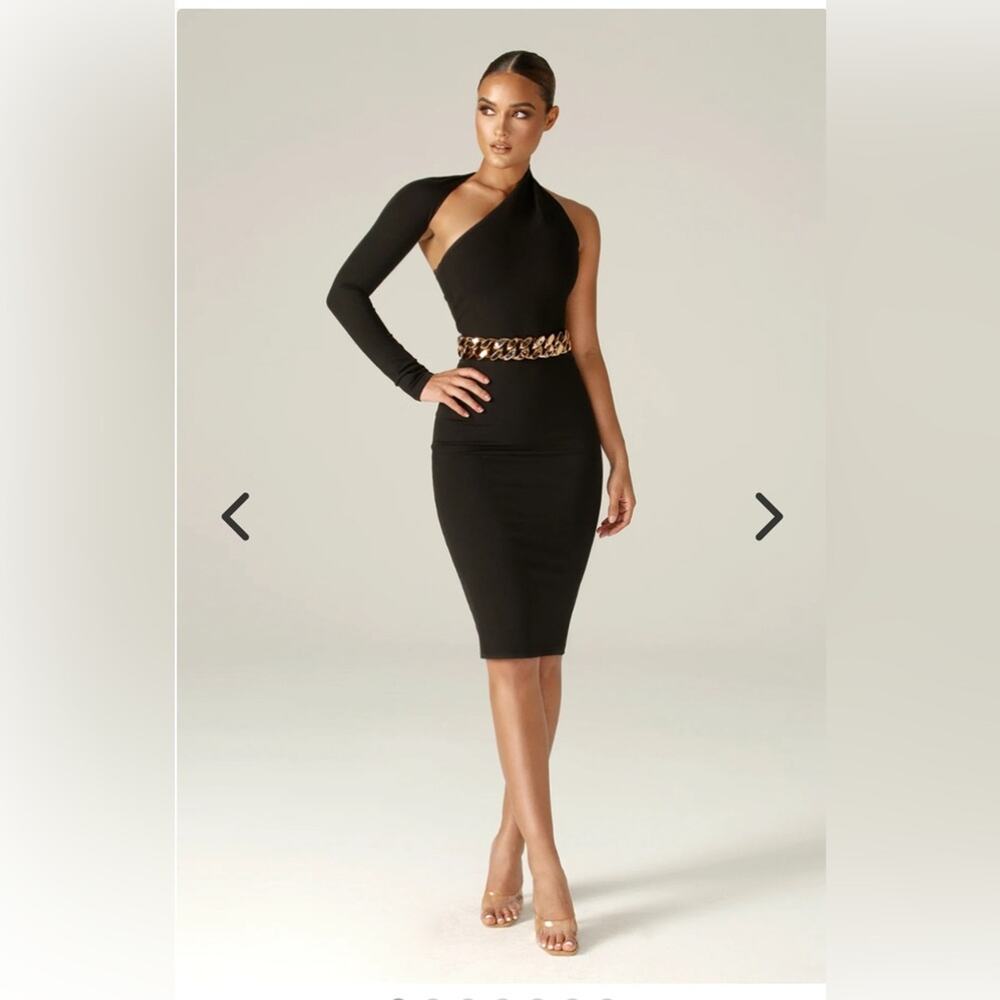 NWT Alieva Dasha Midi Dress One-Shoulder Bodycon Elegance